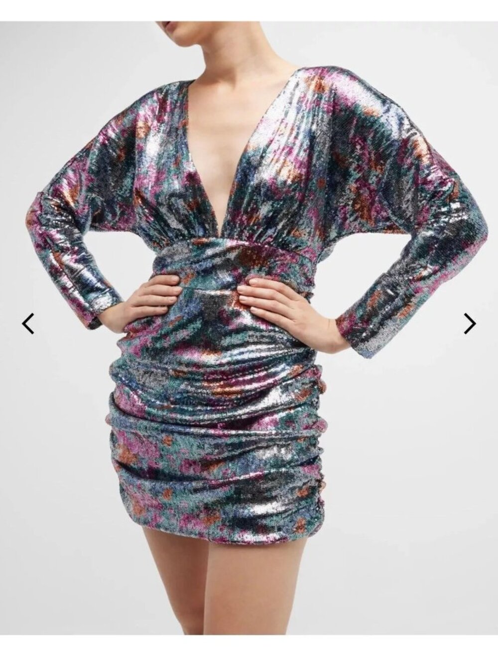 Ramy Brook Sequin V-Neck Long Sleeve Mini Dress Size 2 US New With Tag - Picture 3 of 4